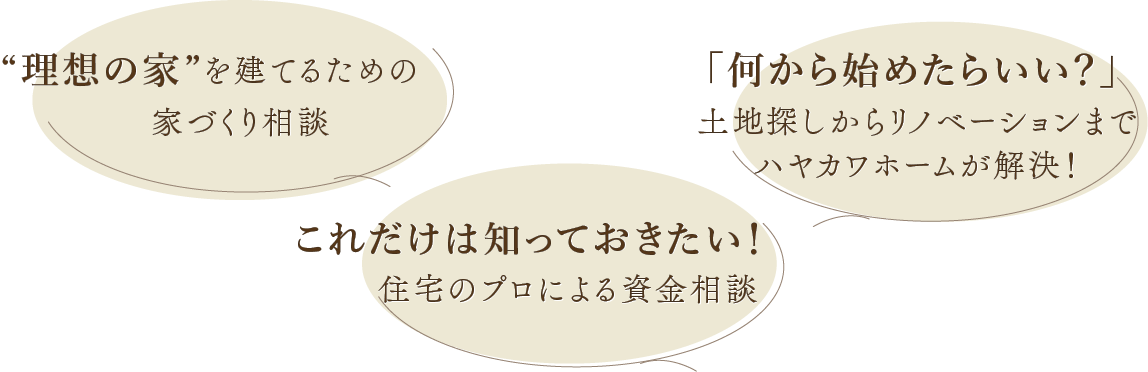 家づくり相談・資金相談・土地相談はハヤカワホームへ
